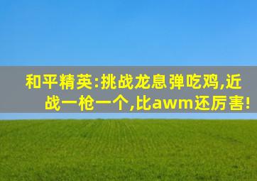 和平精英:挑战龙息弹吃鸡,近战一枪一个,比awm还厉害!