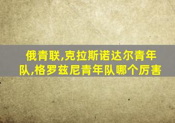 俄青联,克拉斯诺达尔青年队,格罗兹尼青年队哪个厉害