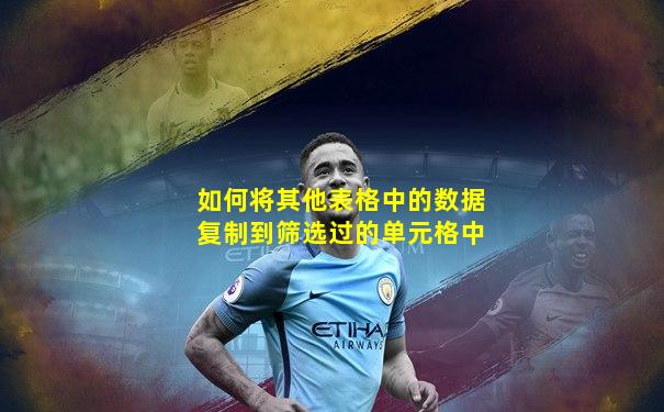 如何将其他表格中的数据复制到筛选过的单元格中