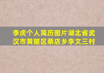 李虎个人简历图片湖北省武汉市黄陂区蔡店乡李文三村