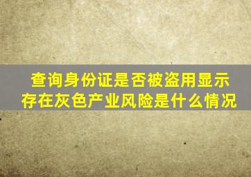 查询身份证是否被盗用显示存在灰色产业风险是什么情况