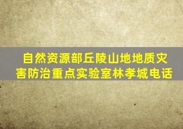 自然资源部丘陵山地地质灾害防治重点实验室林孝城电话